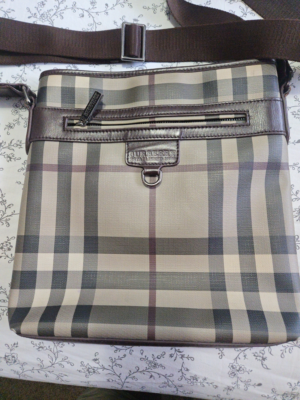 Burberry Beige Check Crossbody Bag for Men